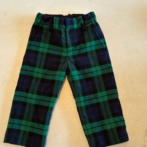 Janie and Jack Forest Green & Navy Plaid pants